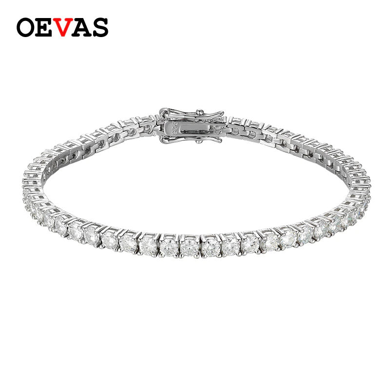 100% 925 Sterling Silver 3/4Mm Real Moissanite Gemstone Bangle Charm Wedding