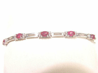 RUBY 8 OVAL SHAPE DIAMOND 32 ROUND BRILLIANT SHAPE RUBY DIAMOND BRACELET