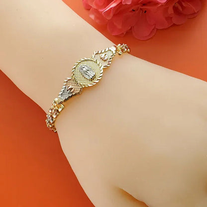 Our Lady Guadalupe Gold Plated Bracelet Pulsera Virgen De Guadalupe Oro Laminado