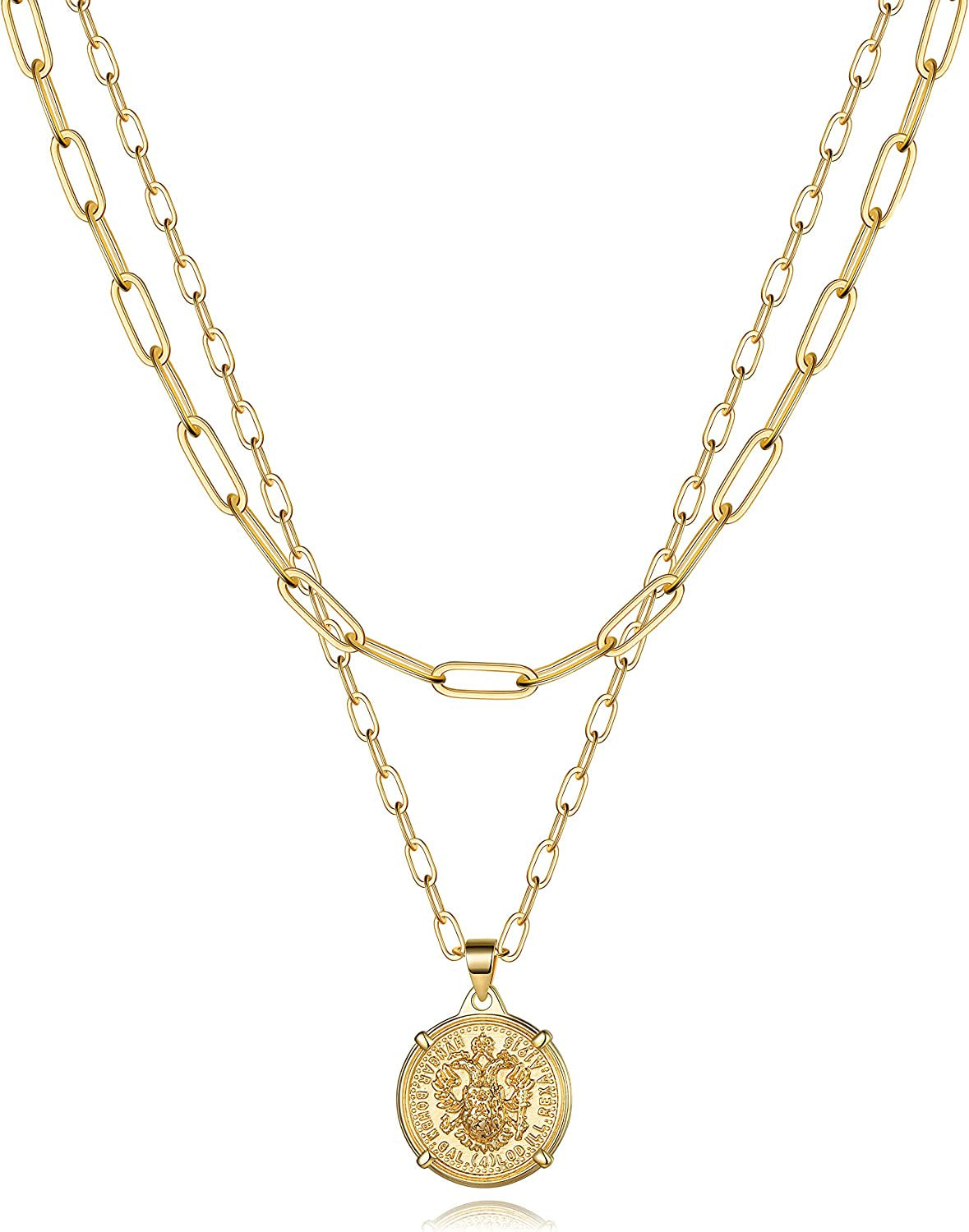 Dainty Gold Choker Necklaces for Women - 14K Gold Plated Handmade Medallion Snak