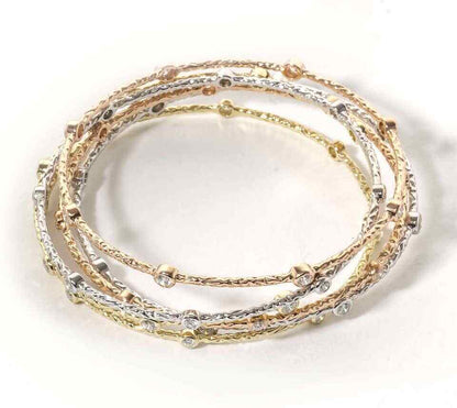 Set of Six Multicolored Slip On Diamond Bangles