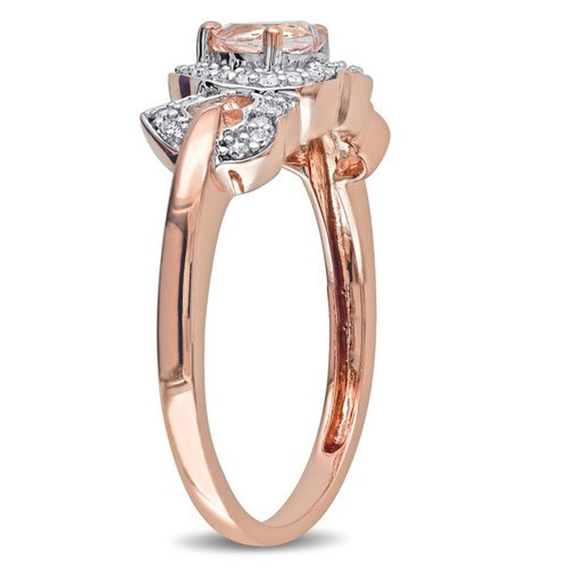1/2 Carat T.G.W. Morganite and 1/8 Carat T.W. Diamond 10Kt Rose Gold Heart Ring