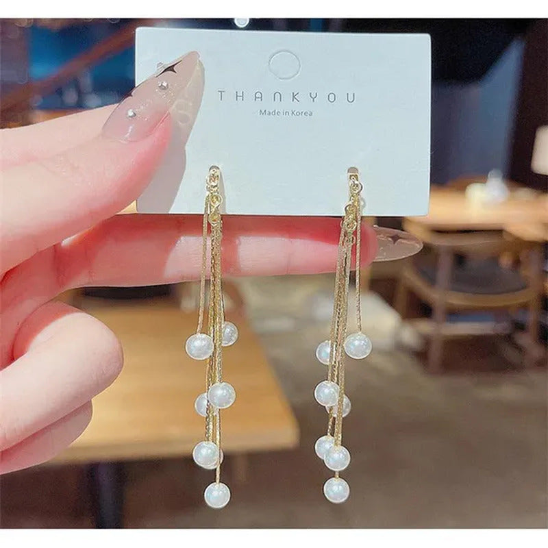 New Trend Elegant Tassel Long Earrings for Women Fashion Dangle Earring Jewelry