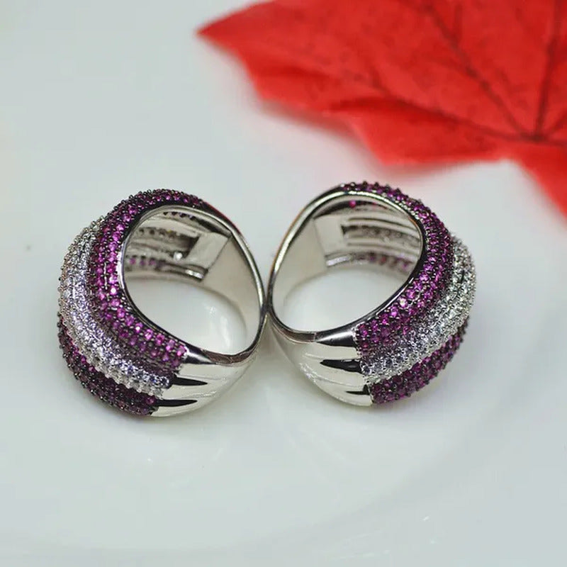 Luxury 925 Silver Natural Gemstones Ruby Sapphire Multilayer Rings Birthstone En