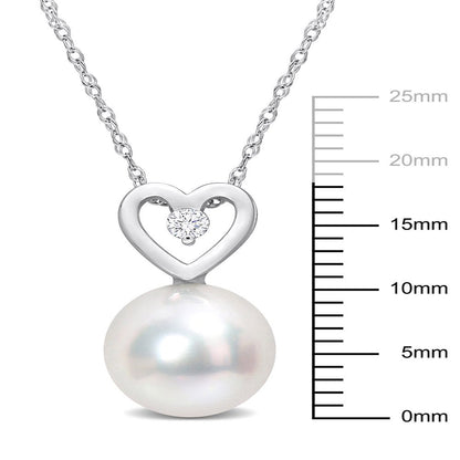 Miabella Women'S 9.5-10Mm South Sea Cultured Pearl and Diamond Accent 10Kt White