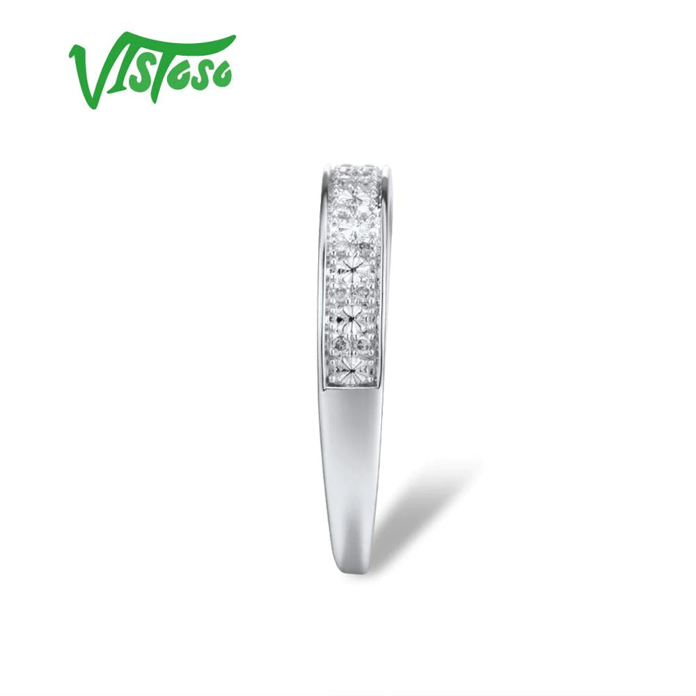 Gold Rings for Women Genuine 9K 375 White Gold Ring Sparkling Diamond Promise