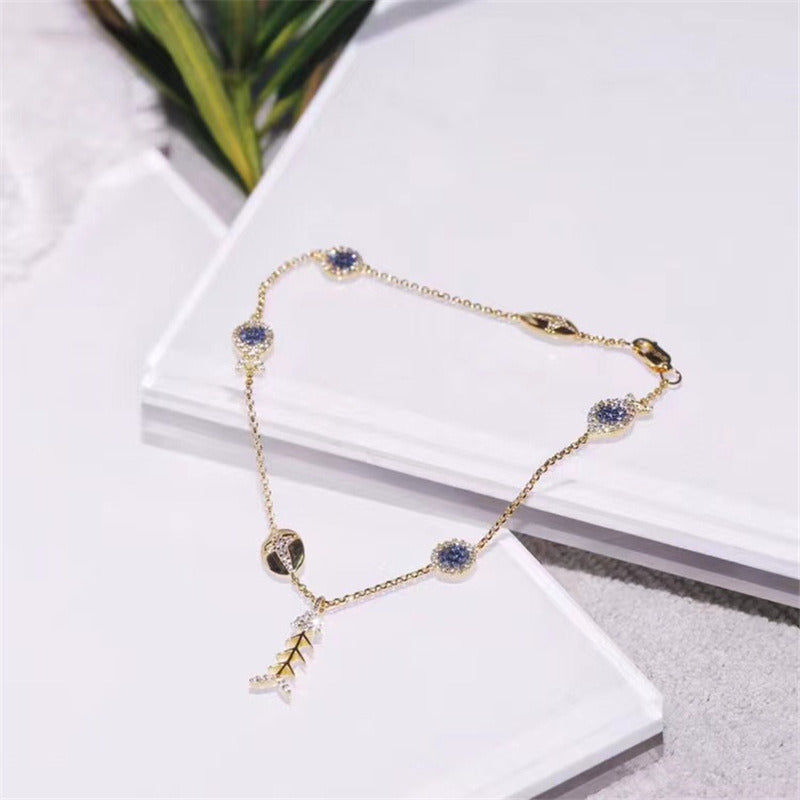 French Light Luxury Design Lucky Fish Tassel Net Red Gold Shell Anklet