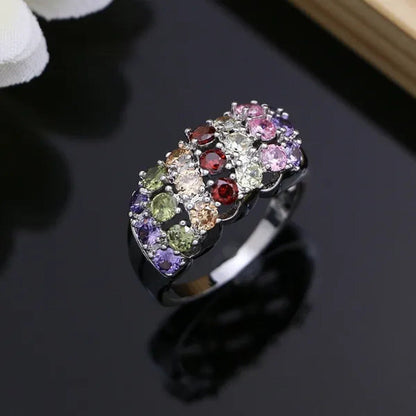 Silver 925 Gemstones Jewelry Sets for Women Ring Earrings Necklace Sapphire Ruby