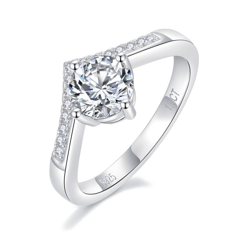 2.0 Carat 8Mm Moissanite Proposal Ring for Women Classic Crown Lab Grown Diamond