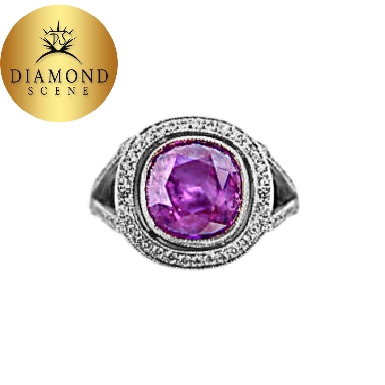 RUBY CUSHION SHAPE 8.90X 8.78X 5.48MM DIAMOND RING