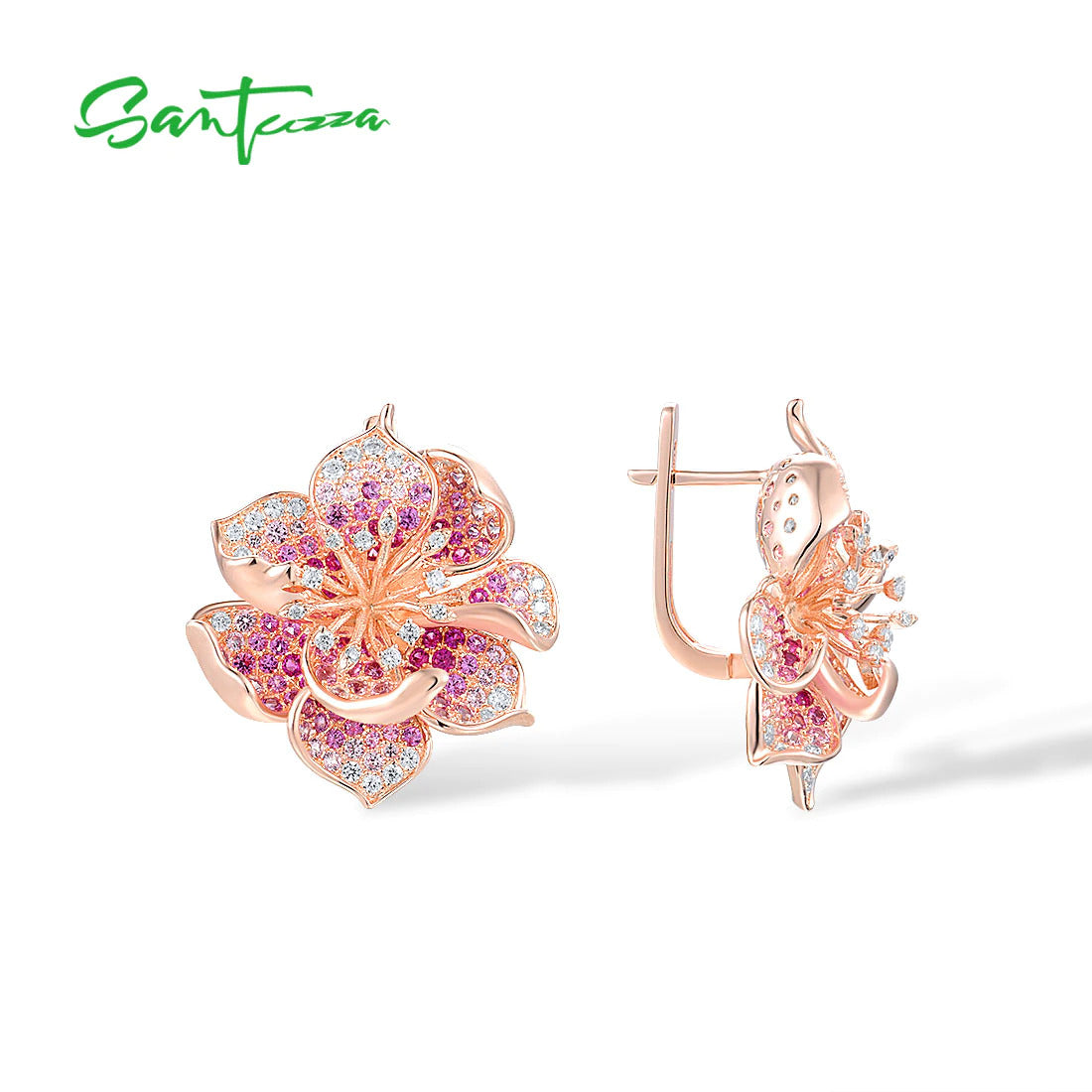 925 Sterling Silver Earrings for Women Lab Created Ruby/Pink Sapphire White CZ