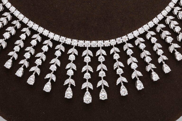 Over 20 Carat Diamond Drop Necklace  22.06 carats  18k white gold