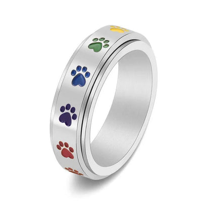 Women Men Multicolor Cartoon Cute Dog Footprints Spinner Ring Gay Lesbian LGBT P