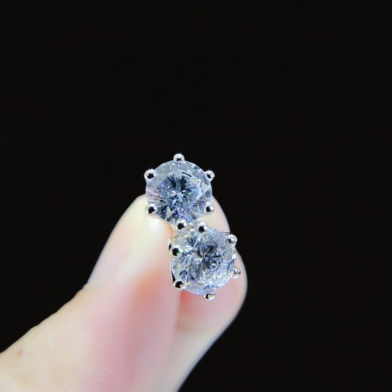 Six Nails Brilliant 0.3-2Carat/Each D Color VVS1 Moissanite Stud Earrings Solid