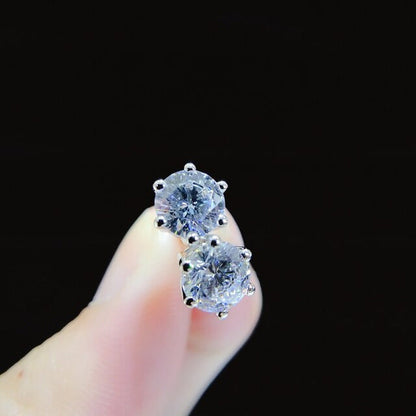 Six Nails Brilliant 0.3-2Carat/Each D Color VVS1 Moissanite Stud Earrings Solid