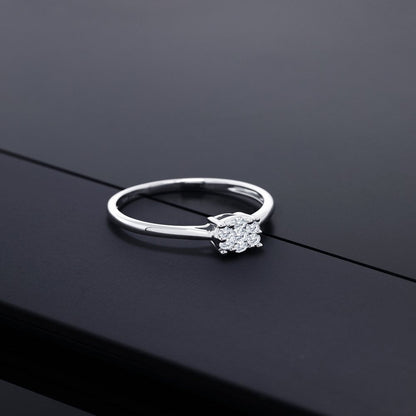 White Lab Grown Diamond 10K White Gold Engagement Ring (0.26 Ct , SI2-SI1, GH)