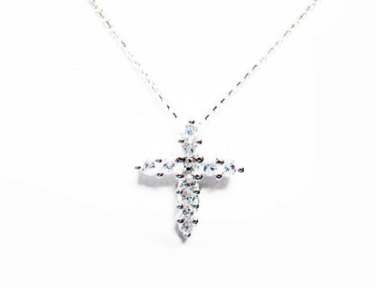 DIAMOND ELEVEN STONE SET PRONG SET CROSS PENDANT INCLUDED