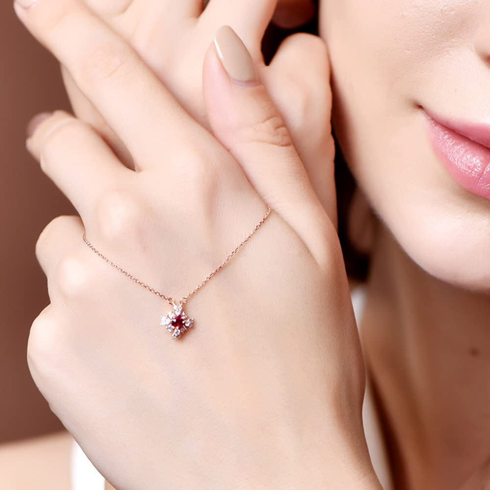 Natural Red Ruby Diamond Pendant Solid 14K Rose Gold Antique 925 Sterling Silver