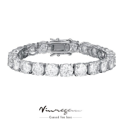 18K White Gold Plated 3EX 1CT 6.5MM Real Moissanite Tennis Bracelet for Women