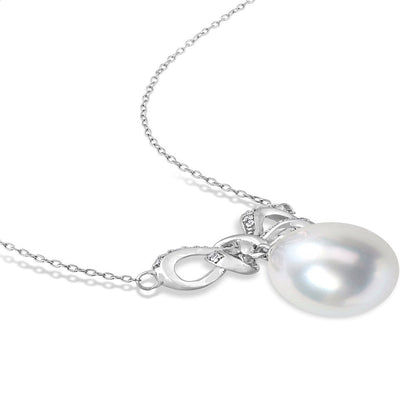 Miabella Women'S 9.5-10Mm South Sea Cultured Pearl and Diamond Accent 10Kt White