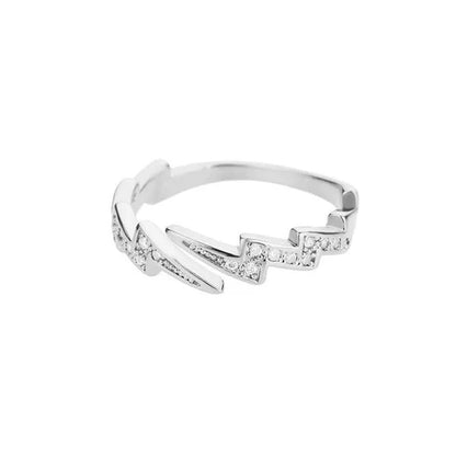 Lightning Rings for Women Stainless Steel Gold Plated Finger Ring Trend Zirconia
