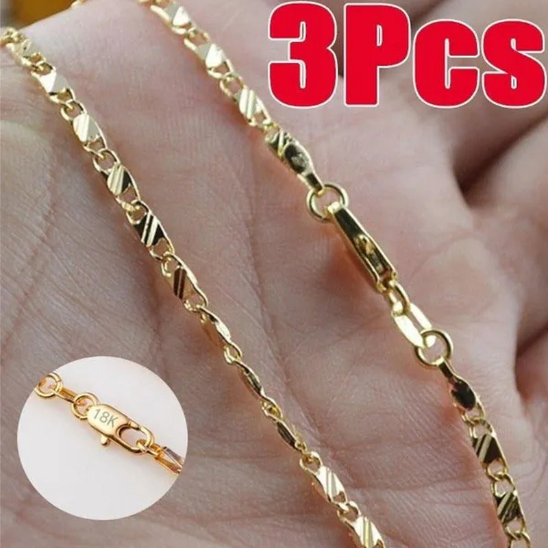 1Pc/3Pcs Men'S Women'S 16-30 Inch European Fashion Luxury Solid Chain Necklace B