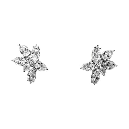 DIAMOND EARRING EIGHT PEAR SHAPE FOUR MARQUISE SET LARGE CLUSTER EARRING