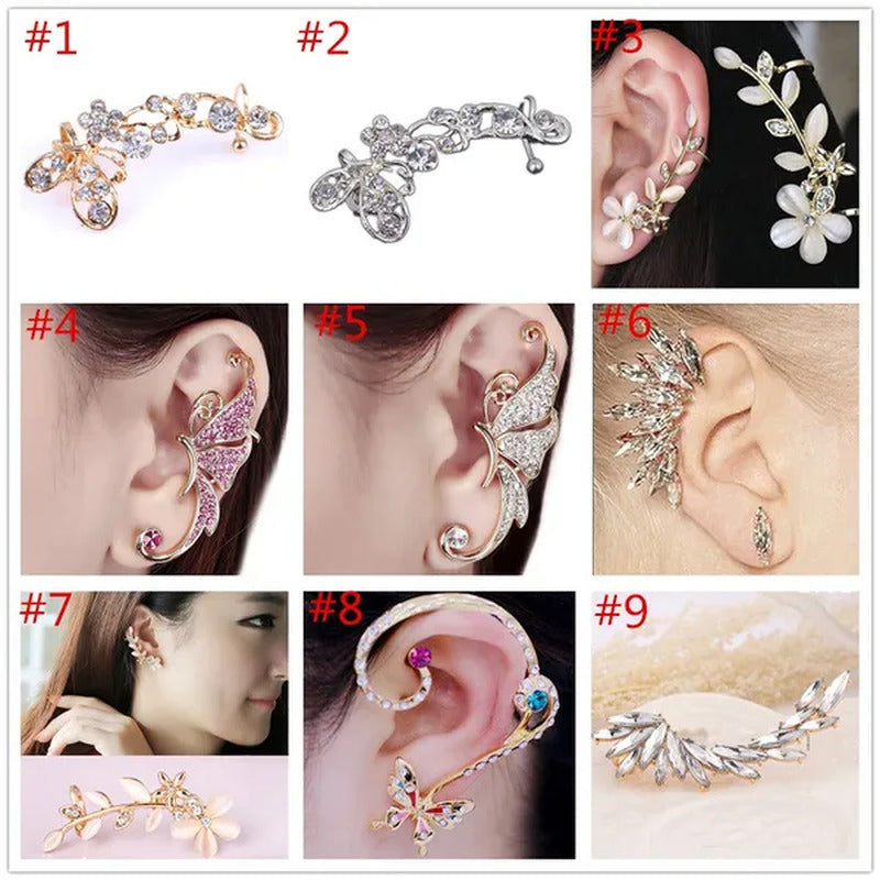 New Fashion Women Ladies Causal Crystal Diamond Clip Ear Cuff Stud Women Punk Wr