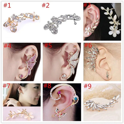 New Fashion Women Ladies Causal Crystal Diamond Clip Ear Cuff Stud Women Punk Wr