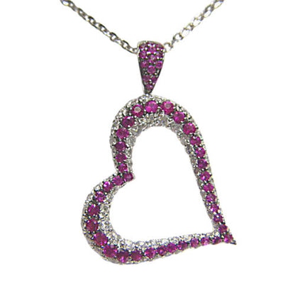 PINK SAPPHIRE ROUND SHAPE DIAMOND ROUND BR SHAPE HEART PENDANT INCLUDED CHAIN