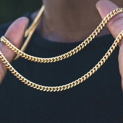 Hot Sale! Men'S Necklace Stainless Steel Cuban Link Chain Silver Gold Color Male