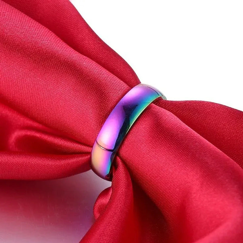 New Fashion Colorful Couple Diamond Ring Simple Glossy Wedding Engagement Titani