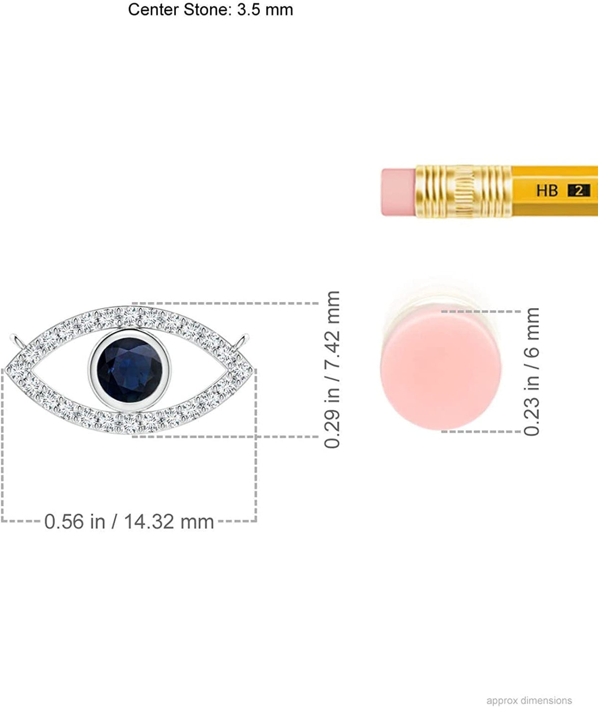 Natural Blue Sapphire Evil Eye Pendant Necklace in 14K Solid Gold for Women, Gir