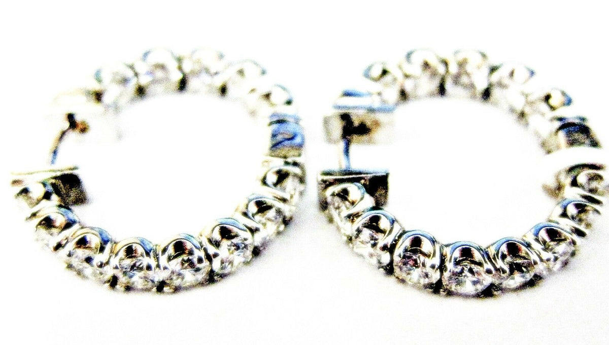 DIAMOND HOOP EARRING INSIDE OUTSIDE SET HUGGIE EARRING DIAMOND EARRING