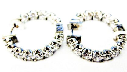 DIAMOND HOOP EARRING INSIDE OUTSIDE SET HUGGIE EARRING DIAMOND EARRING
