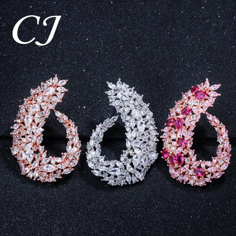 CANDICE Luxury 18K Rose Gold Plated Full Pave Multi Shape Rose Red and Pink Colo