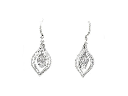 2.38 CT DIAMOND ROUND SHAPE EARRING DANGLE PAVE STYLE EARRING G VS 18 K GOLD