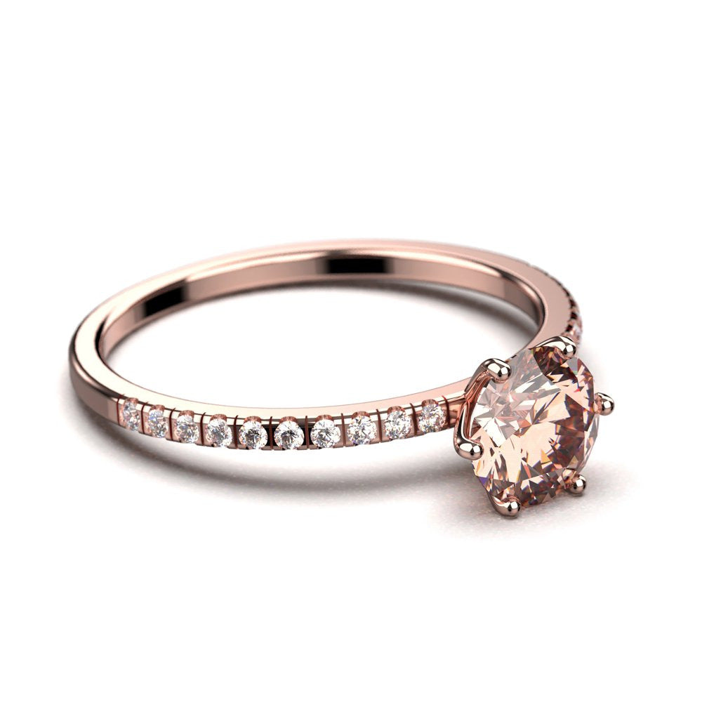 Beautiful Art Deco 1.25 Carat round Cut Morganite and Diamond Moissanite Engagem