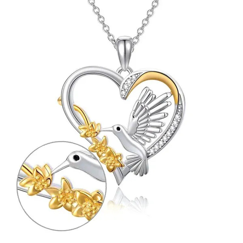 1Pc Exquisite Cute Bird Ladies Heart Necklace Crystal Zircon Pendant Necklace Ro