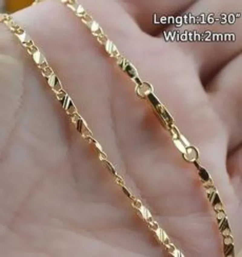 1Pc/3Pcs Men'S Women'S 16-30 Inch European Fashion Luxury Solid Chain Necklace B