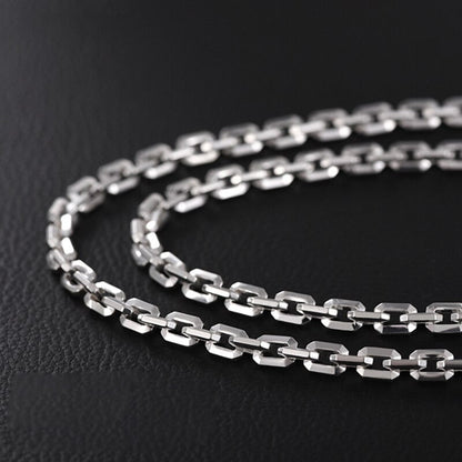 Real Silver 6Mm Fashion Horn Chain Necklace Man Male 925 Sterling Silver