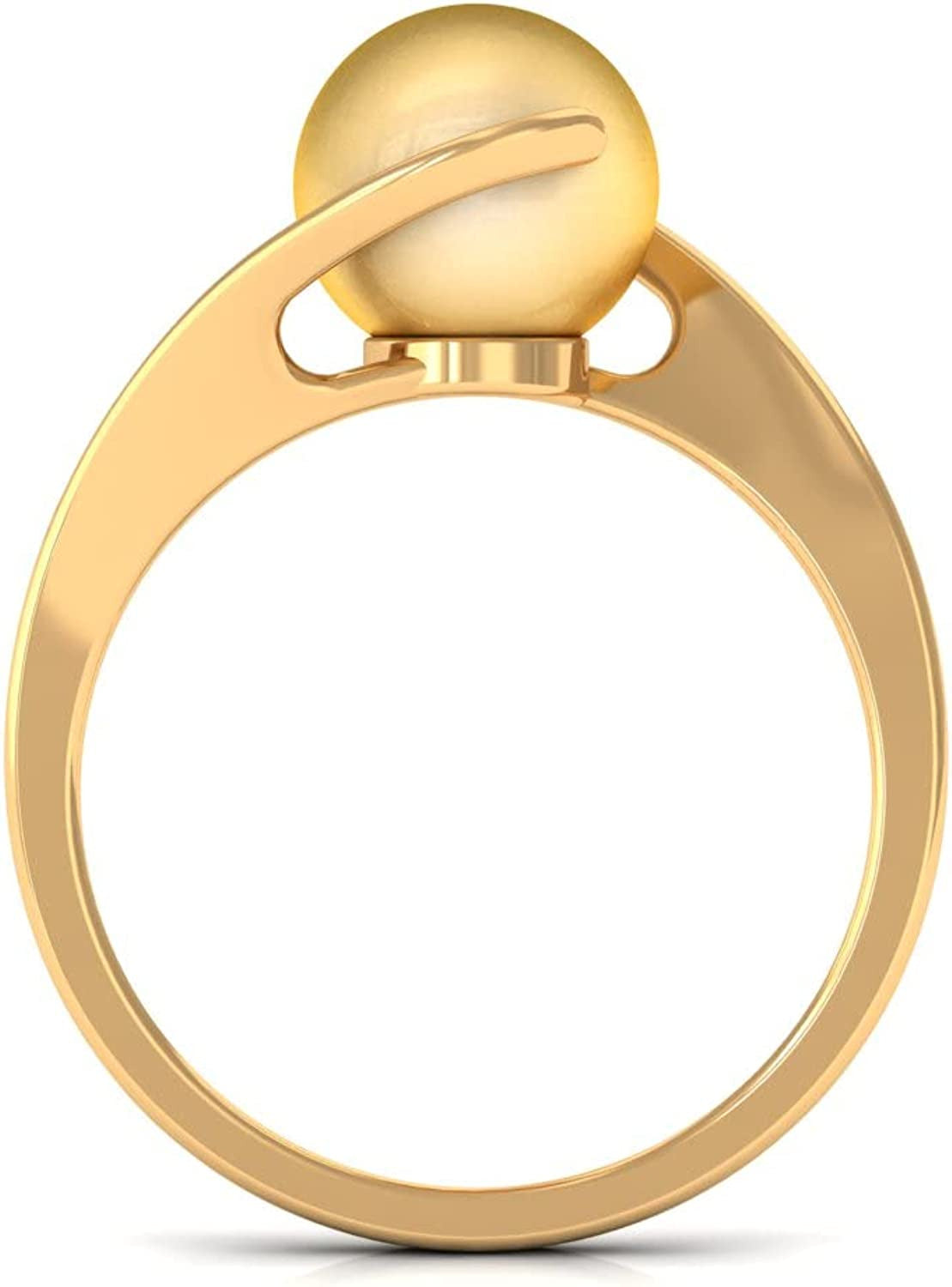 South Sea Pearl Ring for Women, Golden South Sea Pearl Solitaire Ring, South Sea