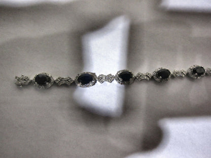 SAPPHIRE OVAL SHAPE 9 STONE DIAMOND ROUND BRACELET