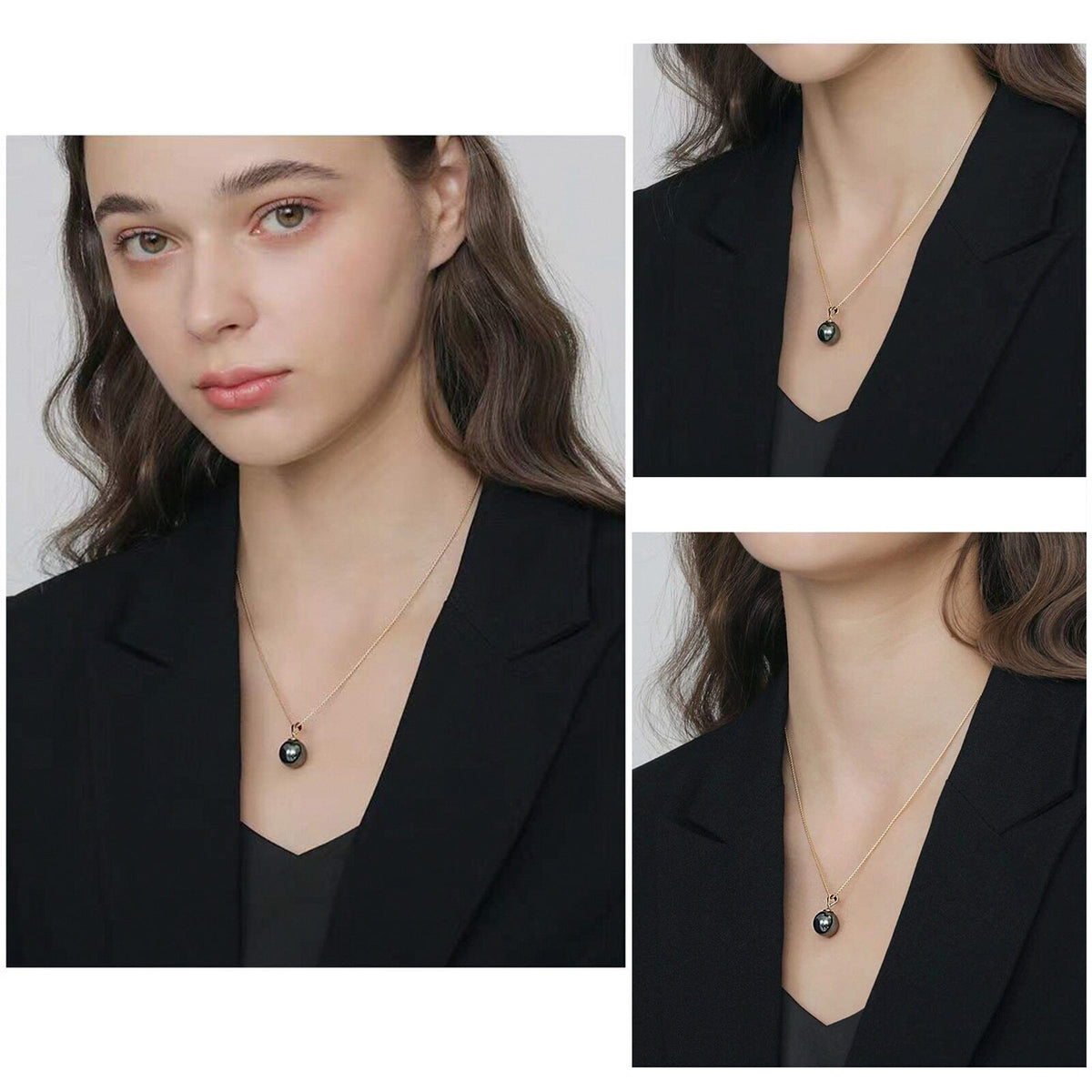 18K Yellow Gold Pendant AAA Quality 10-11Mm Genuine Tahitian South Sea Cultured