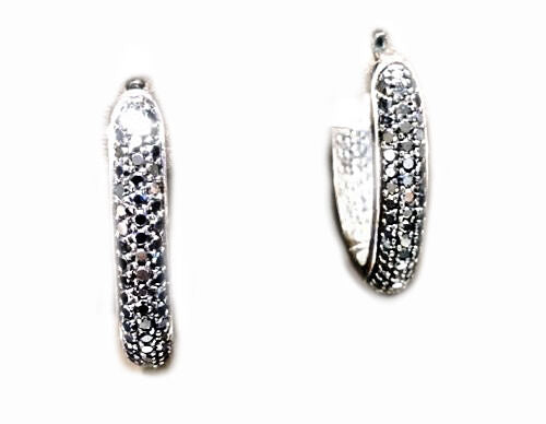 BLACK DIAMOND OUTSIDE AND WHITE DIAMOND INSIDE HOOP EARRING