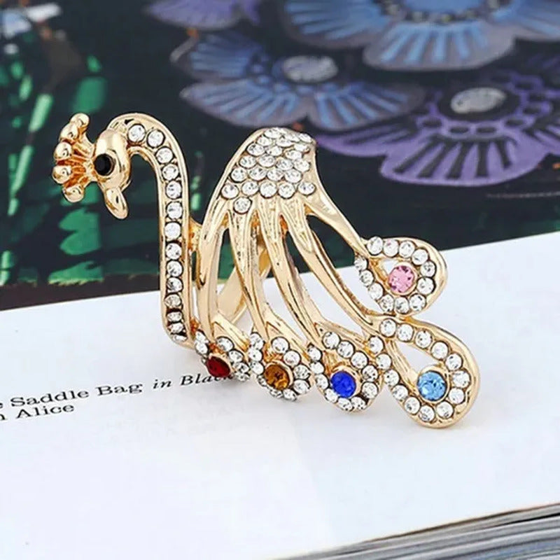 Women round Cut Diamond Ring Peacock Cocktail Ring Fashion Jewellry