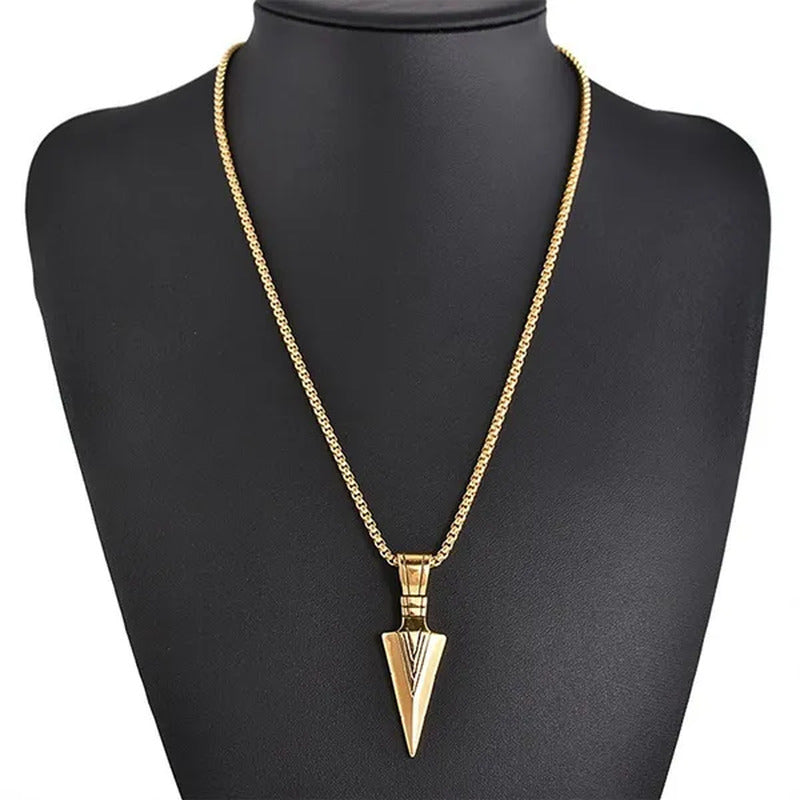Vintage Men Necklaces Arrowhead Pendant Necklace with 21 Inch Chain Mens Jewelle