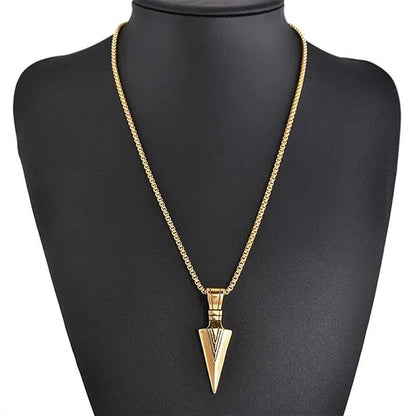 Vintage Men Necklaces Arrowhead Pendant Necklace with 21 Inch Chain Mens Jewelle