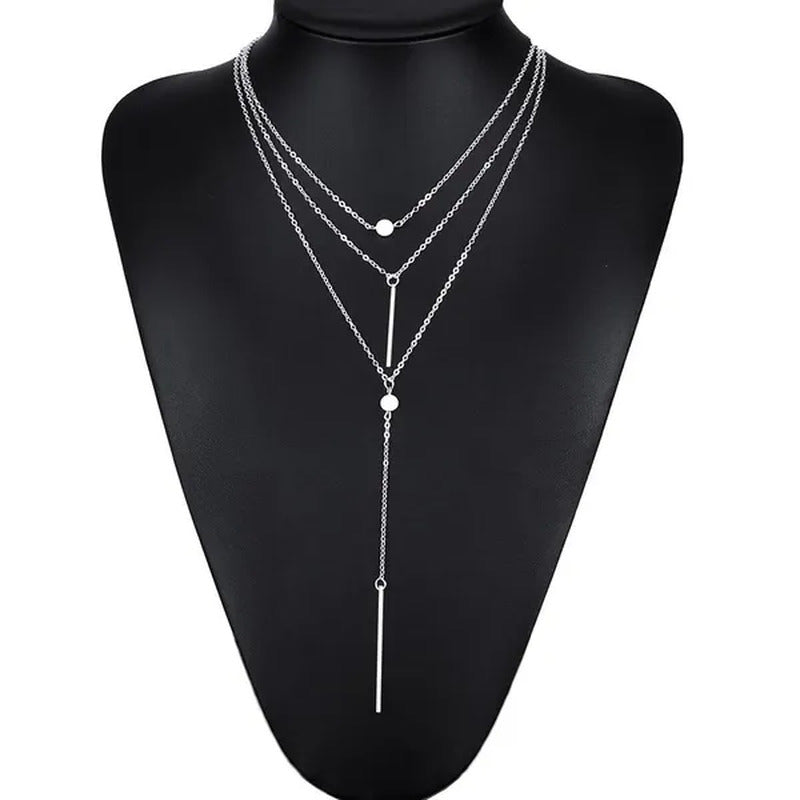 Elegant Multilayer Women Pendent Necklace Long Chain Necklace Bo