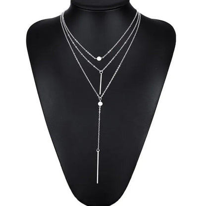 Elegant Multilayer Women Pendent Necklace Long Chain Necklace Bo